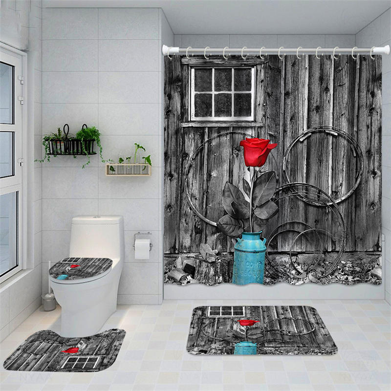 Rustic Bathroom Cabin Sink Accessory Set, Shower Curtain or Bath Mat Lodge  Elk 