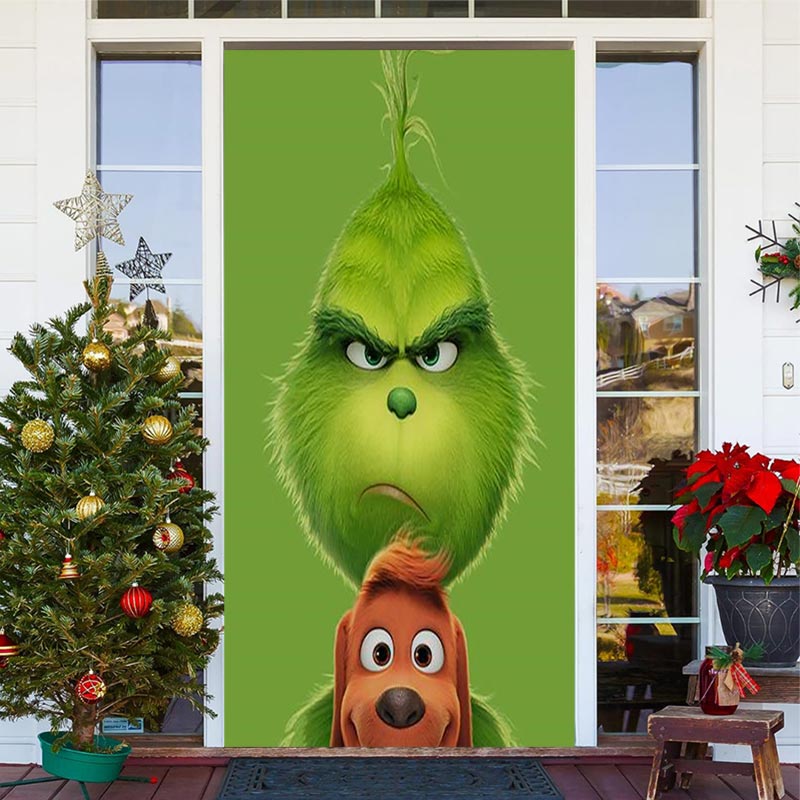 Grinch Door Cover Christmas Door Covers Grinch Door Decor grinch  Decorations Holiday Door Covers 