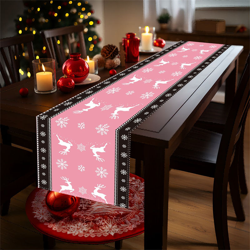  WOOR Double-Sided Red Snowflakes Table Runner 13 x 90