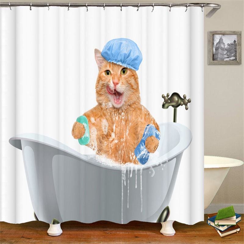 TOMOZ Funny Cat Shark Shower Curtain, Cute Cat Indonesia