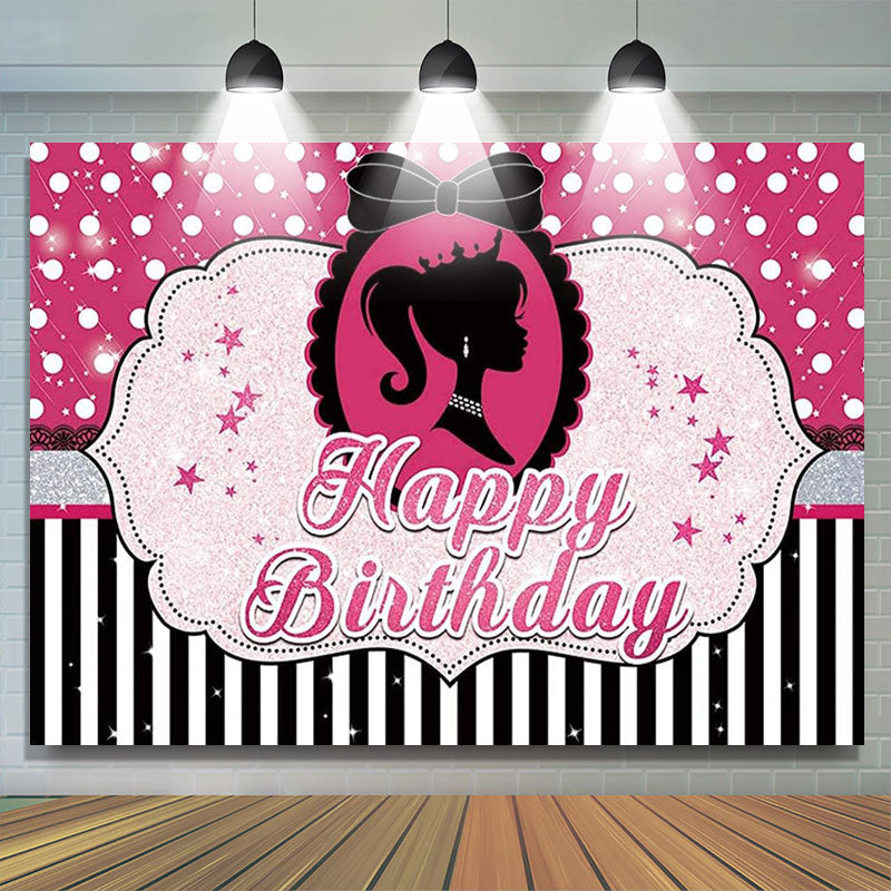 Pink Sparkling Magenta Barbie Birthday Backdrop - Lofaris