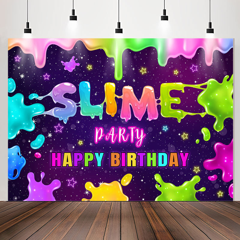 Slime Birthday Party Decorations Backdrop Colorful Slime Happy Birthday  Banner Photo Background for Kids Paint Art Party Slime Birthday Baby Shower