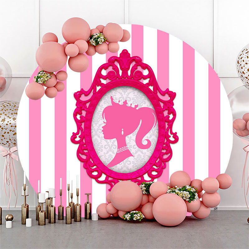 Royal Princess Pink White Round Barbie Backdrop - Lofaris