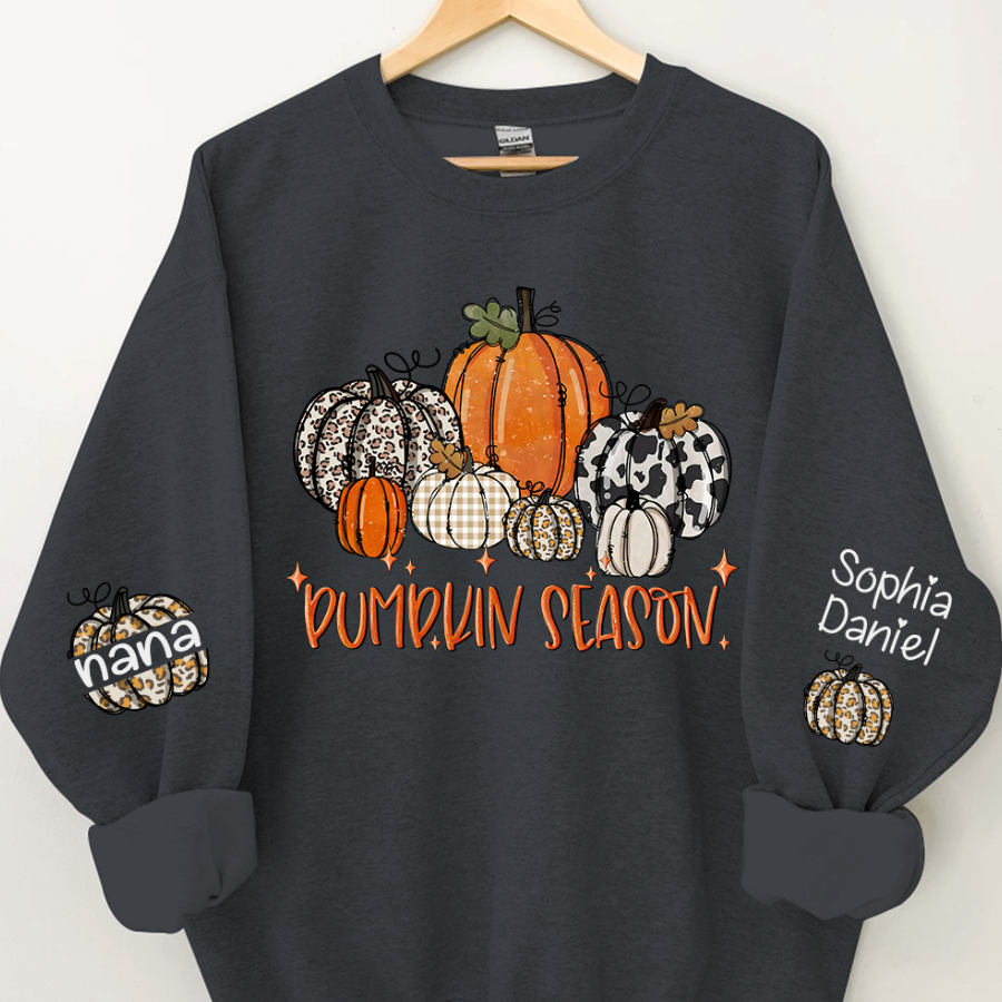 Lofaris The Season Autumn Pumpkins Custom Name Sweatshirt