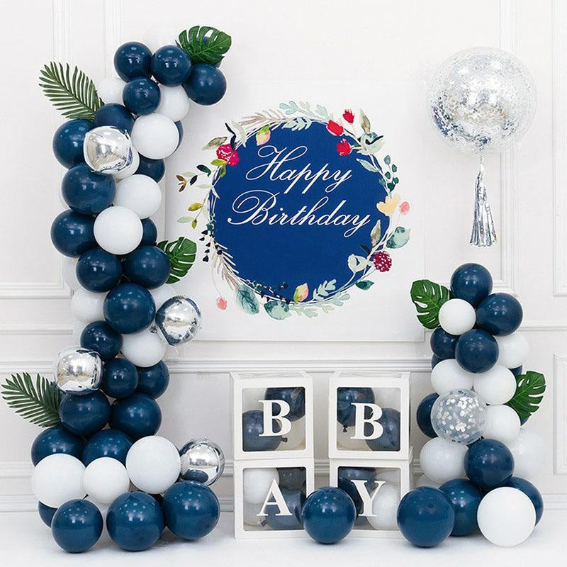 Navy Blue and White Balloon Garland Birthday Party Decorations