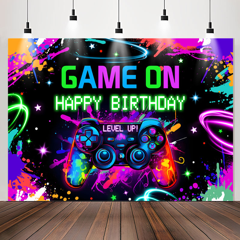 Lofaris Green Mountain Adventure Game Level Birthday Backdrop | Birthday Party Decorations | Happy Birthday Backdrop | Simple Backdrop for Birthday