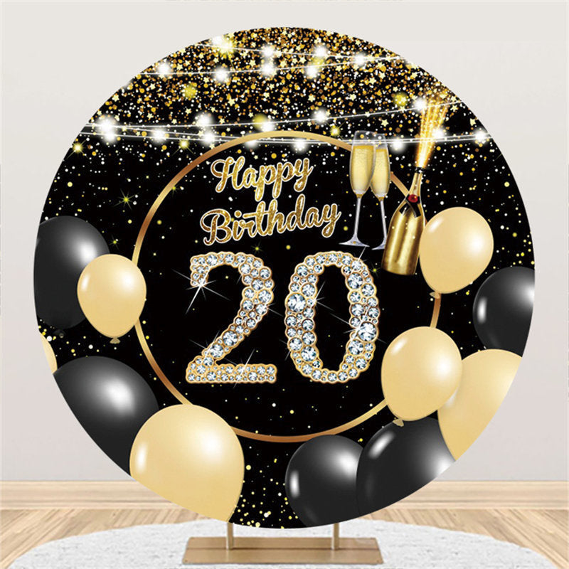 Lofaris Glitter Balloon Black Happy 50th Birthday Backdrop