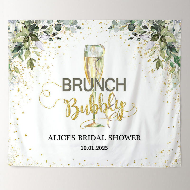 Lofaris Brunch and Bubbly Bridal Shower Backdrop Navy Blue and Blush Pink  Floral Glitter Champagne Background Wedding Bachelorette Flower Party Decor