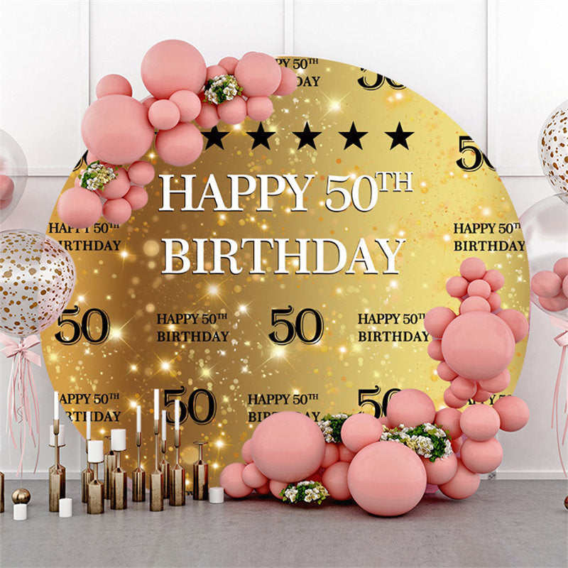 Lofaris Glitter Balloon Black Happy 50th Birthday Backdrop