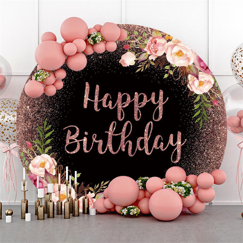 Aperturee Circle Flower Balloons Happy Birthday Backdrop