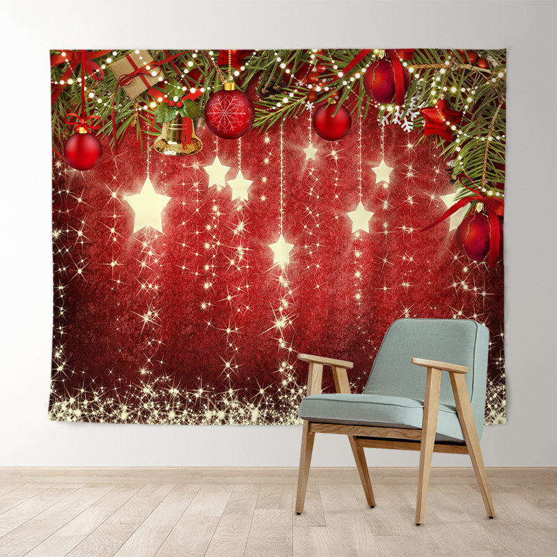 Lofaris Glitter Stars and Jingle-Bell Christmas Tree Backdrop | DIY Christmas Backdrop | Christmas Photo Backdrop | Winter Wonderland Backdrop