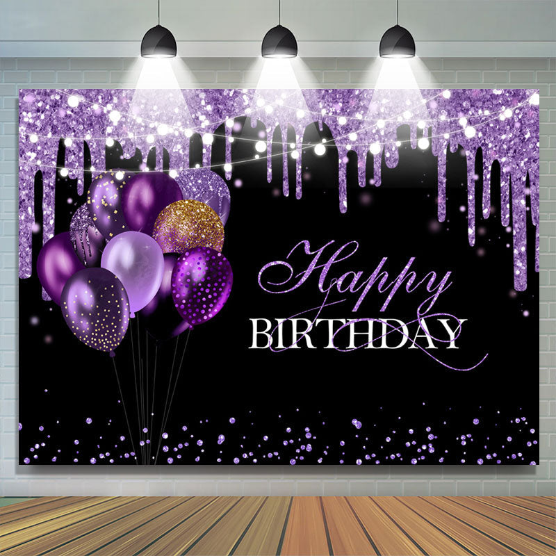 Lofaris Glitter Balloon Black Happy 50th Birthday Backdrop
