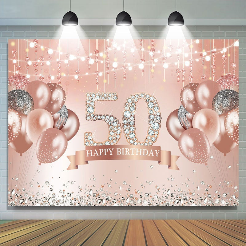 Rose Gold Diamond Glitter Bokeh 30th Birthday Backdrop