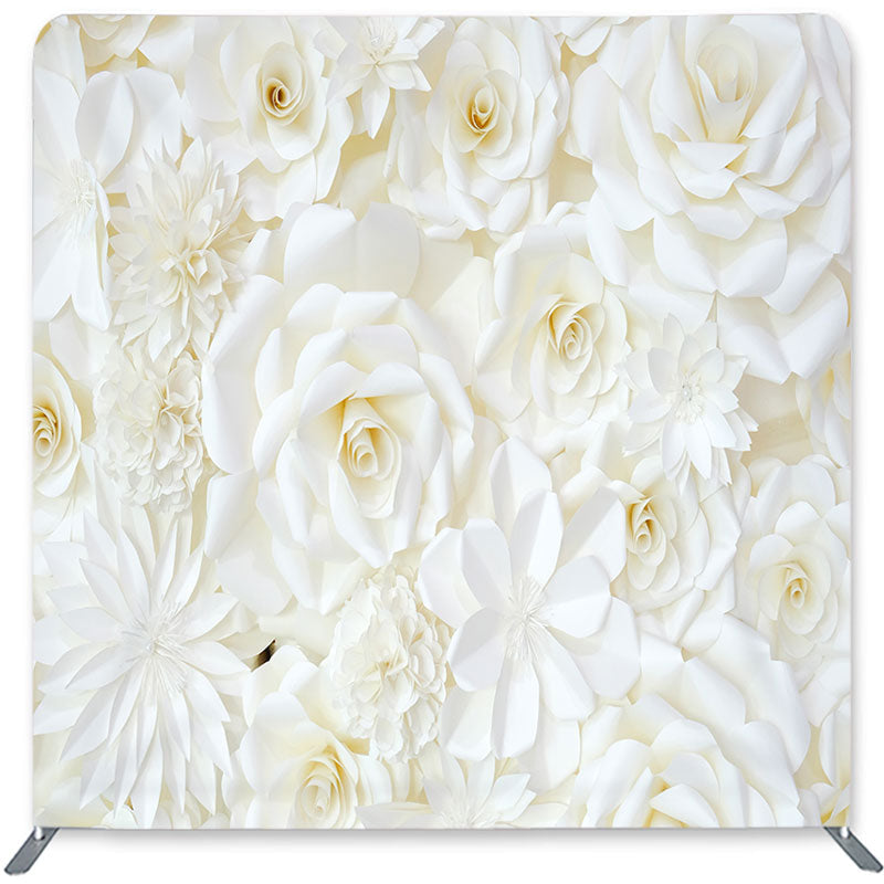 White Flower Theme Fabric Backdrop Cover for Birthday – Lofaris