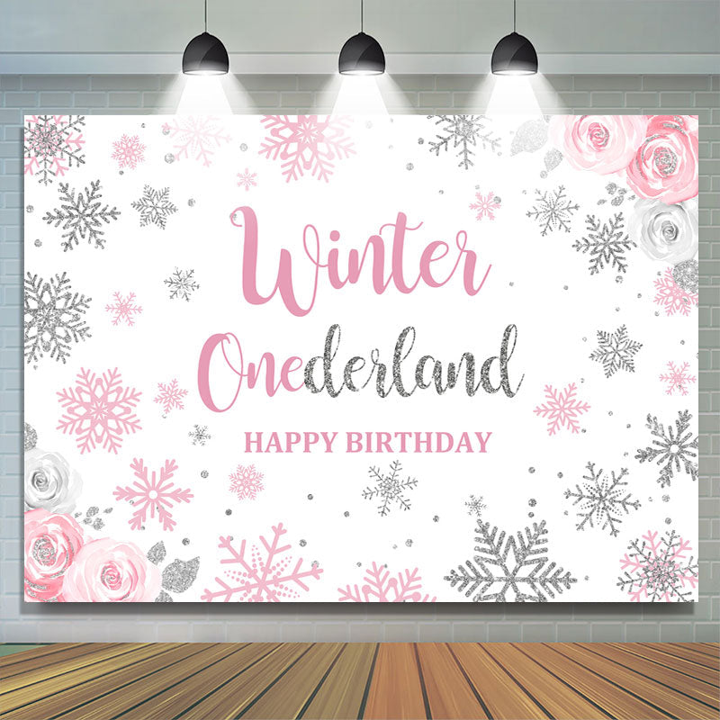 Winter Onederland Birthday Backdrop, Wonderland Winter Wonderland