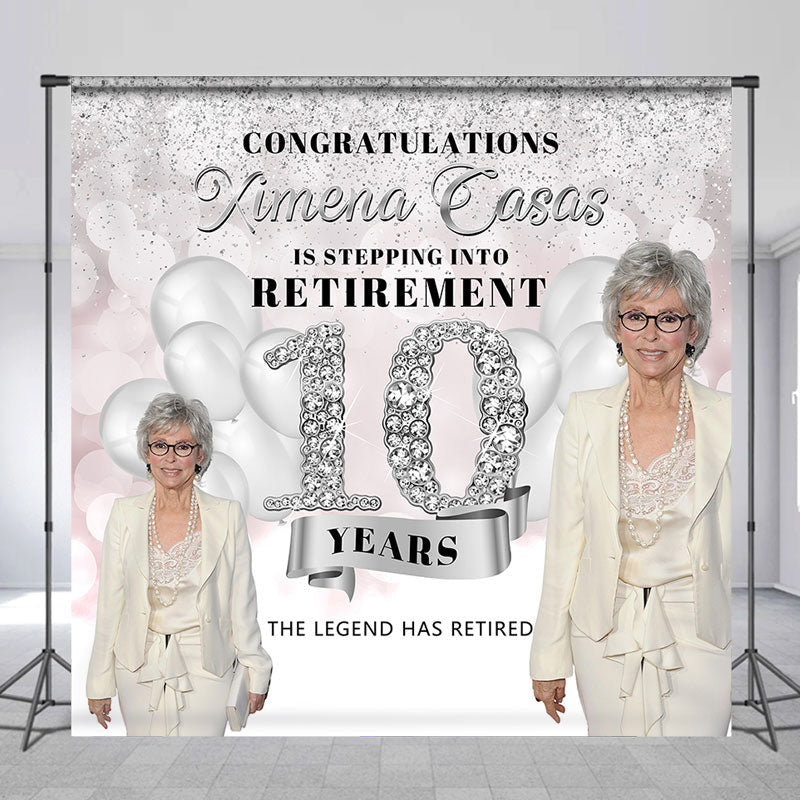 Lofaris 10 Years Retirement Personalized Photo Backdrop