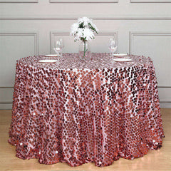 Lofaris 120 Inch Premium Seamless Big Payette Sequin Tablecloth