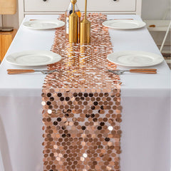 Lofaris 12X108 Inch Blush Big Payette Sequin Table Runner