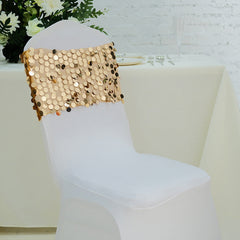 Lofaris 13X10 Inch Gold Big Payette Sequin Chair Sash Bands