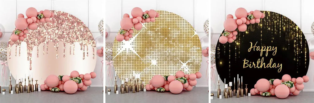 Glitter Round Birthday Backdrop - Lofaris