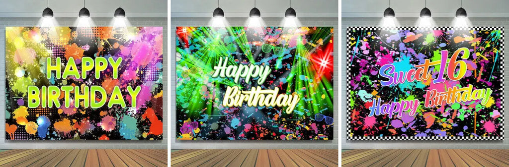 Colorful Graffiti Sweet 16 Happy Birthday Backdrop – Lofaris