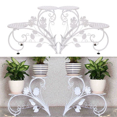 Lofaris 2 Pcs Classic Art Outdoor Metal Flower Pot Holder Rack