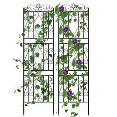 Lofaris 2 Pcs Outdoor Yard Art Tall Metal Garden Trellis Fence