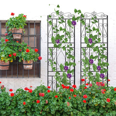 Lofaris 2 Pcs Outdoor Yard Art Tall Metal Garden Trellis Fence