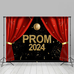 Lofaris Red Curtain Ceremony Gold Disco Prom 2024 Backdrop