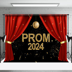 Lofaris Red Curtain Ceremony Gold Disco Prom 2024 Backdrop