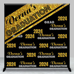 Lofaris 2024 Golden Black Repeat Custom Graduation Backdrop