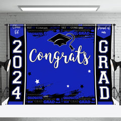 Lofaris 2024 Grad Bright Blue Black Graduation Backdrop