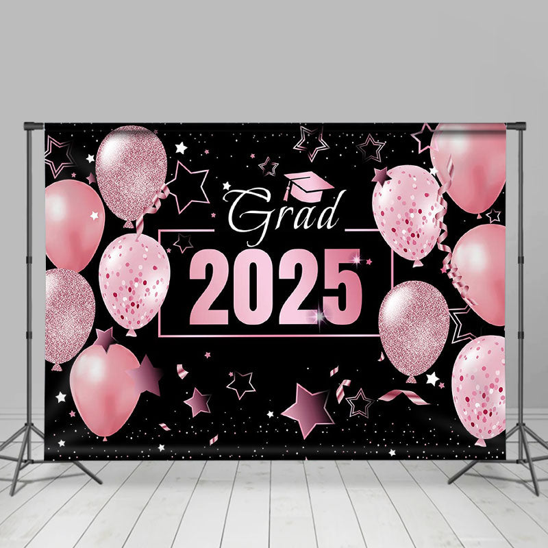 Lofaris Pink Balloons Star Black Girls Graduation Backdrop