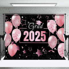 Lofaris Pink Balloons Star Black Girls Graduation Backdrop