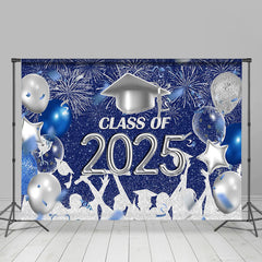 Lofaris Silver Blue Sparkle Balloon Graduation Backdrop