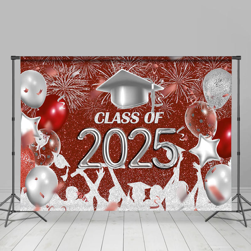 Lofaris Red And Silver Glitter Balloons 2024 Grad Backdrop