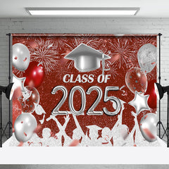 Lofaris Red And Silver Glitter Balloons 2024 Grad Backdrop