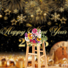 Champagne Sparkle Gold 2025 Happy New Year Backdrop