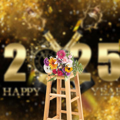 Sequin Champagne Bokeh 2025 Happy New Year Backdrop