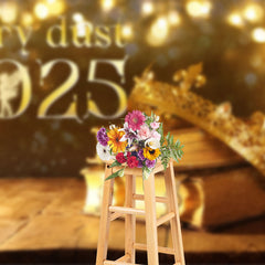 Golden Crown Books Fairy Bokeh 2025 New Year Backdrop