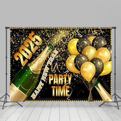 2025 Party Time Champagne Balloons New Year Backdrop