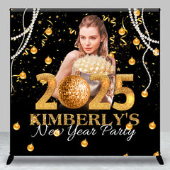 Pearls Gold Ribbons Custom New Year Party Backdrop