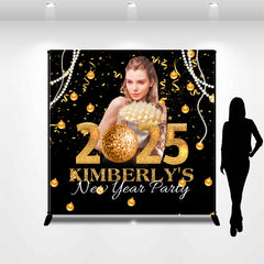 Pearls Gold Ribbons Custom New Year Party Backdrop