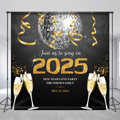 Gold Silver Disco Ball Custom Name New Year Backdrop