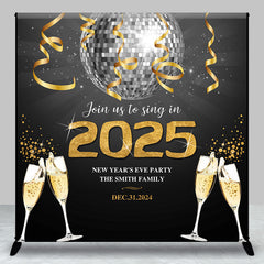 Gold Silver Disco Ball Custom Name New Year Backdrop