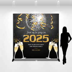 Gold Silver Disco Ball Custom Name New Year Backdrop