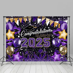 Lofaris Purple Yellow Balloons 2024 Congrats Grad Backdrop