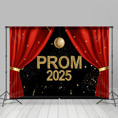 Lofaris Red Curtain Ceremony Gold Disco Prom 2024 Backdrop