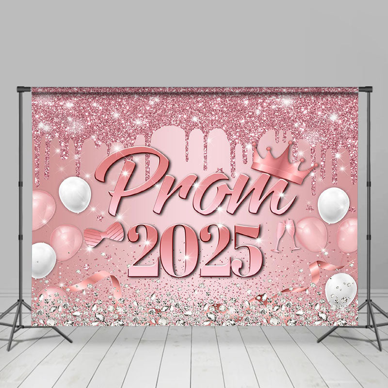 Lofaris Diamond Pink Balloons Crown Prom 2023 Grad Backdrop