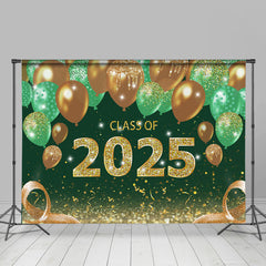 Green Gold Balloon Class Of 2025 Graduation Backdrop